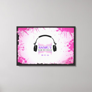 HEADPHONES Bat Bar Mitzvah Sign-In Board Canvas Print