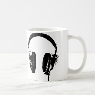 Headphones Black Stencil Graphic Art Mug