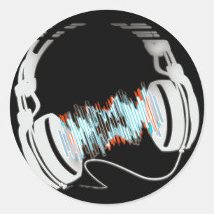 Headphones Classic Round Sticker