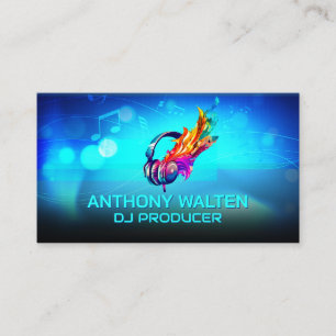 Headphones Colourful   Sound Notes Background Business Card