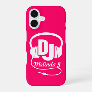 Headphones DJ girl name pink  iPhone 16 Case