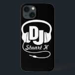 Headphones DJ named black and white ipad case<br><div class="desc">Help protect your iphone from knocks and little accidents,  with this ipad case. Original graphic headphone DJ iphone case for music dj's and budding disc jockeys and clubbing fans. Customize with your name. Example reads Stuart K. Exclusively designed by Sarah Trett.</div>