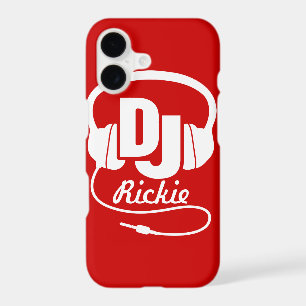 Headphones DJ named red and white iphone case