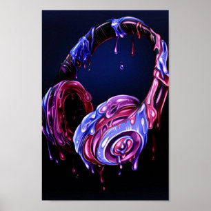Headphones drip poster