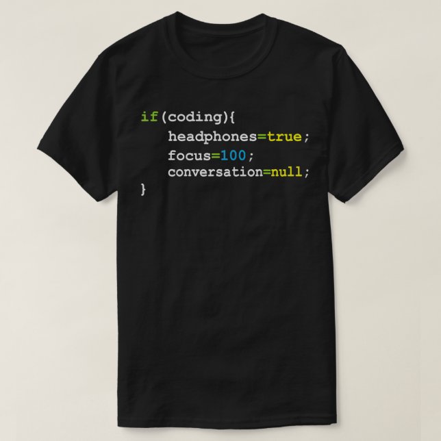Headphones Focus Computer Science Programmer Codin T-Shirt (Design Front)