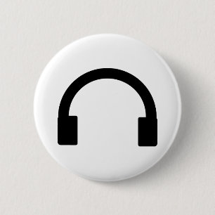 headphones icon 2 inch round button