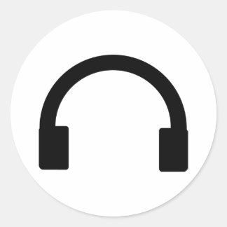 headphones icon classic round sticker