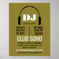 Headphones Logo, DJ, Club Event Advertising