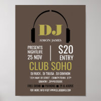 Headphones Logo, DJ, Club Event Advertising