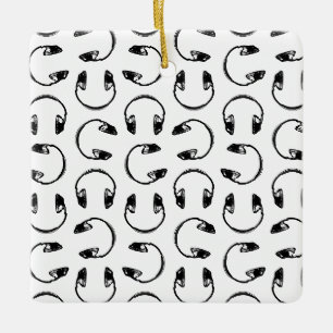 Headphones Music Print CUSTOM BACKGROUND COLOR Ceramic Ornament