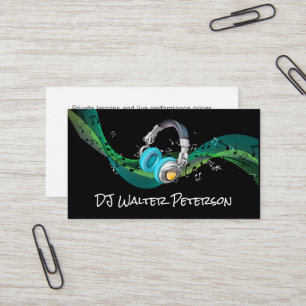 Headphones Musical Notes Background Business Card