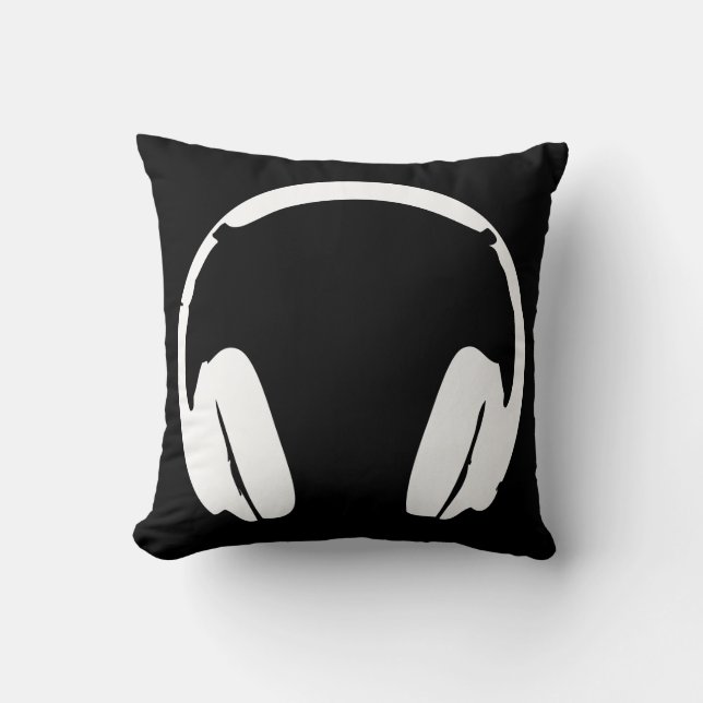 Headphones Pillow (Black & White) (Front)