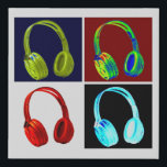 Headphones Pop Art Faux Canvas Print<br><div class="desc">Modern Music Pop Artworks - Headphones Graphic Design</div>