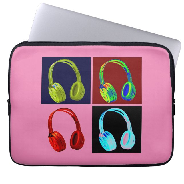 Headphones Pop Art Laptop Sleeve (Front)