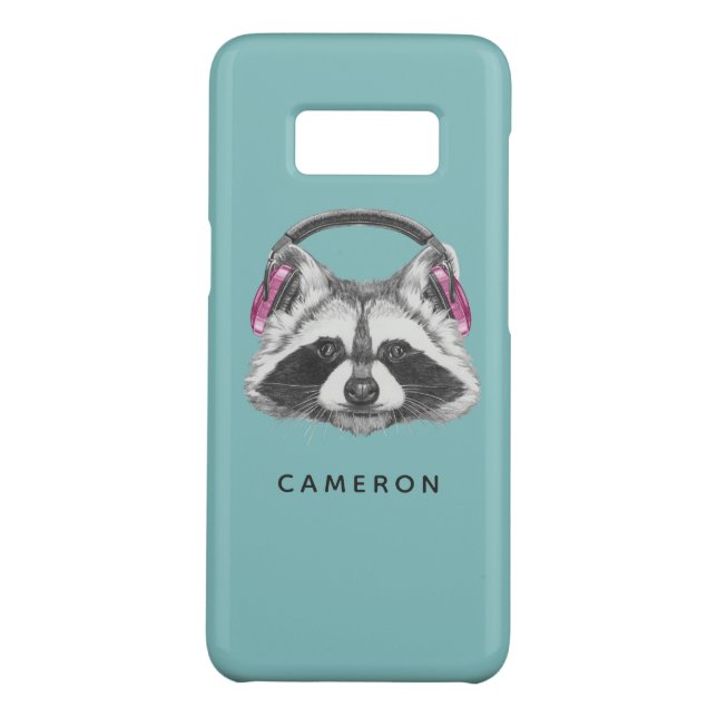 Headphones Raccoon | Add Your Name Case-Mate Samsung Galaxy Case (Back)