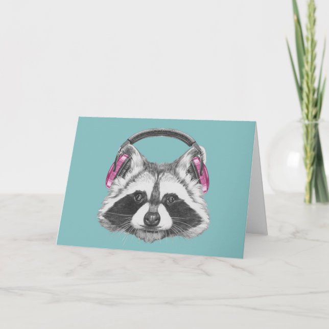 Headphones Raccoon Card (Front)