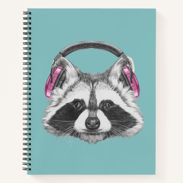 Headphones Raccoon Notebook (Front)