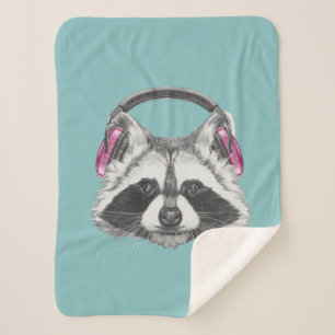 Headphones Raccoon Sherpa Blanket