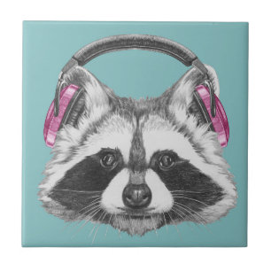 Headphones Raccoon Tile