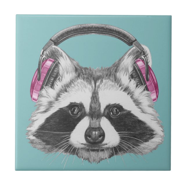 Headphones Raccoon Tile (Front)