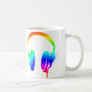 Headphones Rainbow Stencil Graphic Art Mug