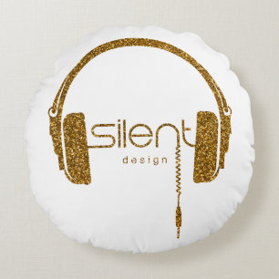 Headphones - Silent design Round Pillow