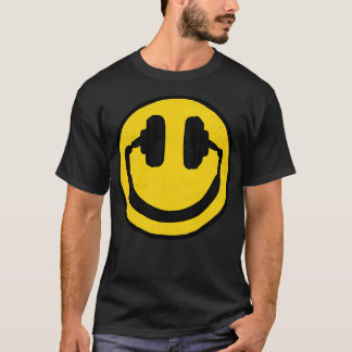 Headphones Smiling Face Music Makes Me Happy T-Shirt