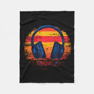 Headphones Sunset Relaxed Music Headphones Music D Fleece Blanket