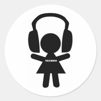 Headphones Techno Music Classic Round Sticker