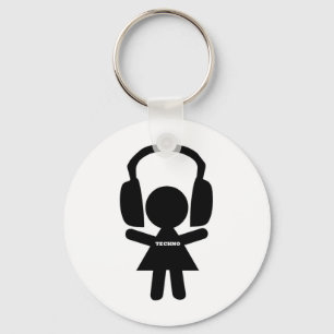 Headphones Techno Music Keychain