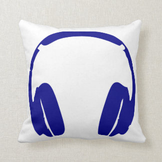 Headphones Throw (Dark Blue) Throw Pillow