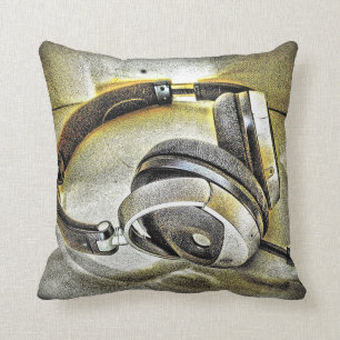 Headphones Throw Pillow