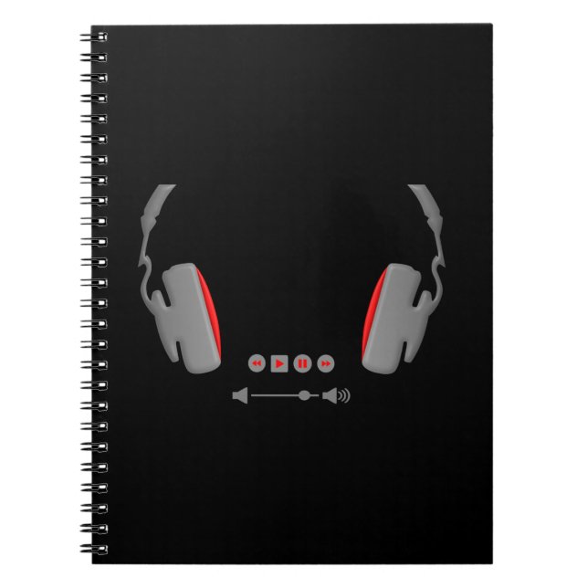 Headphones with media volume control buttons notebook (Front)