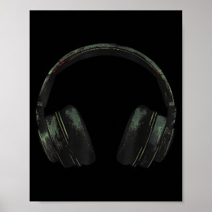Headphones With Sunset Relaxed Music Headphones Mu Poster