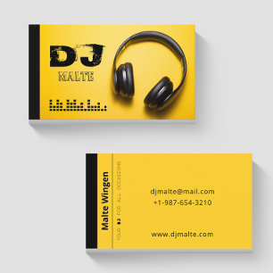 Headphones Yellow DJ Business Card