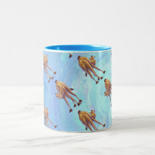 Heads and Tails Camel Pattern on Blue Two-Tone Coffee Mug
