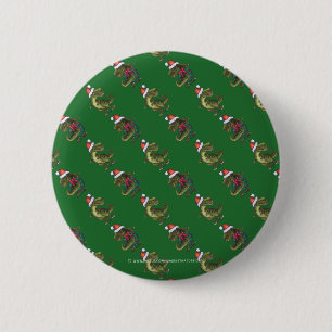 Heads and Tails Festive TRex Green Pattern 2 Inch Round Button