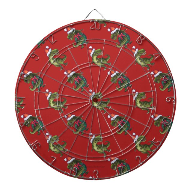 Heads and Tails Festive TRex Pattern Dartboard (Front)