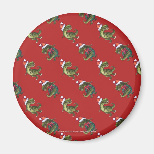 Heads and Tails Festive TRex Pattern Magnet (Front)
