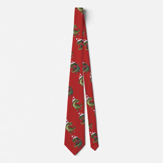Heads and Tails Festive TRex Pattern Tie (Front)