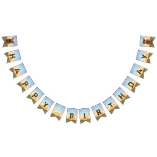 Heads and Tails Highland Cow Birthday Bunting Flags