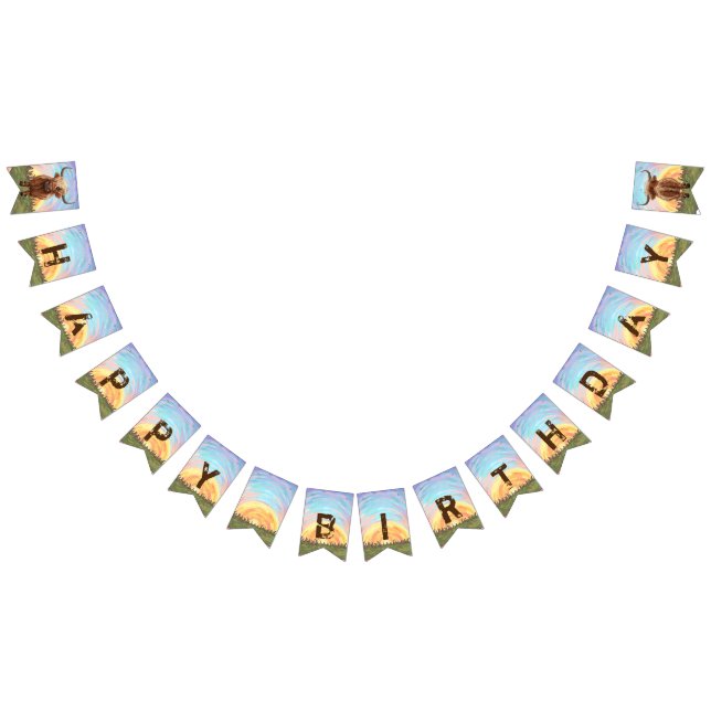 Heads and Tails Highland Cow Birthday Bunting Flags (All)