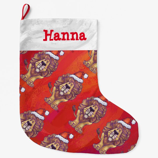 Heads and Tails Lion Pattern Christmas Large Christmas Stocking (Front)