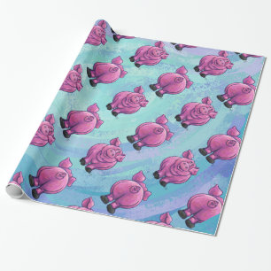 Heads and Tails Pig Pattern Wrapping Paper