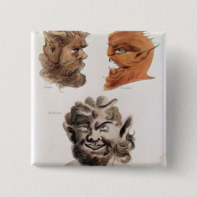 Heads of Evil Demons 2 Inch Square Button (Front)