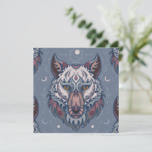 Heads of wolves with boho decoration