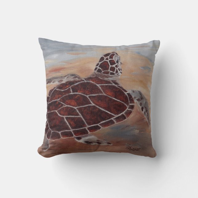 Head's Up Turtle Throw Pillow (Front)