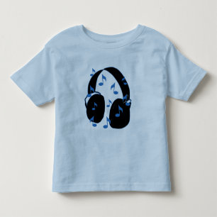 Headset with Musical Notes for Baby in Blue Toddler T-shirt