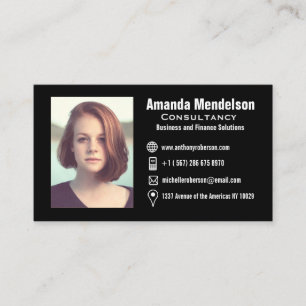 Headshot and social media icons business card