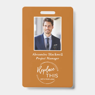 Headshot Custom Corporate Logo Orange Badge